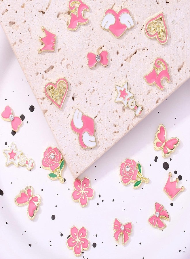 Vopintpy 20 Pcs Valentines Flower Butterfly Nail Charms for Nails Art 3D Bow Heart Nail Charms Mixed Rose Star Design Nail Decorations Shiny Romantic Valentines Nail Art Charms Nail Supplies - Image 3